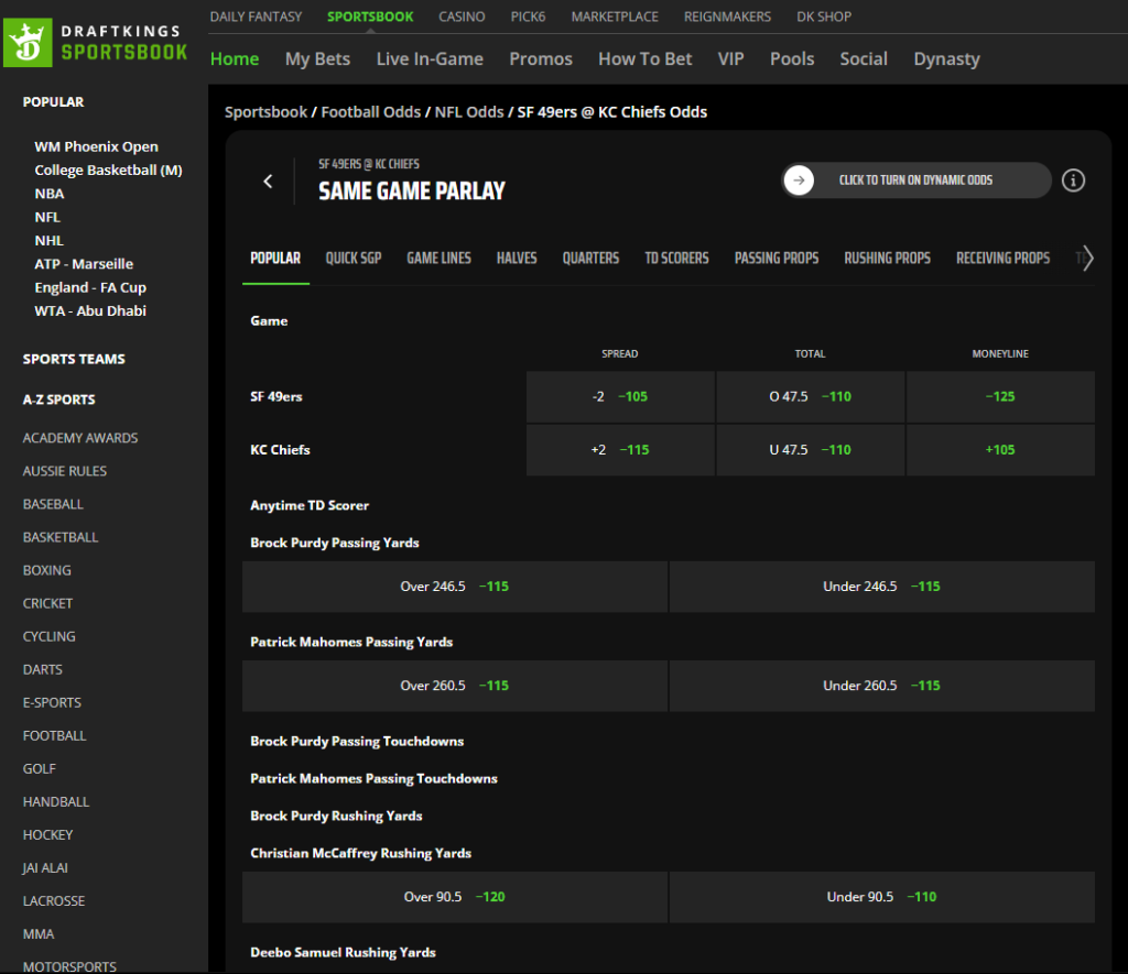 DraftKings SGP
